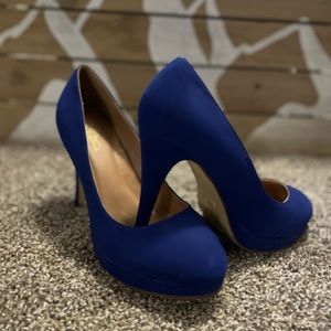 Journee Collection faux blue suede platform heels